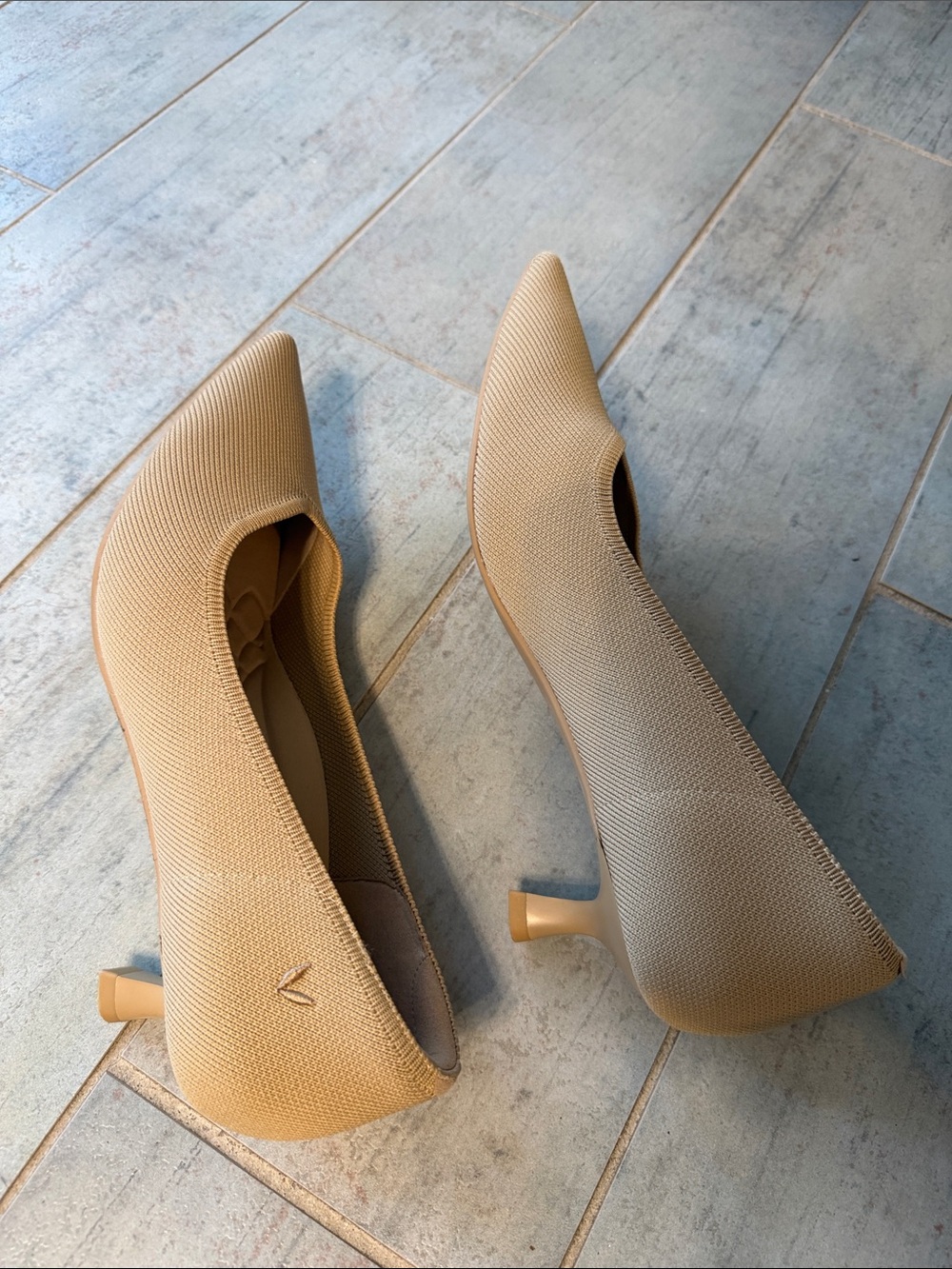 VIVAIA Women's Pointed Toe Kitten Heels in Beige - Picture 4 of 5